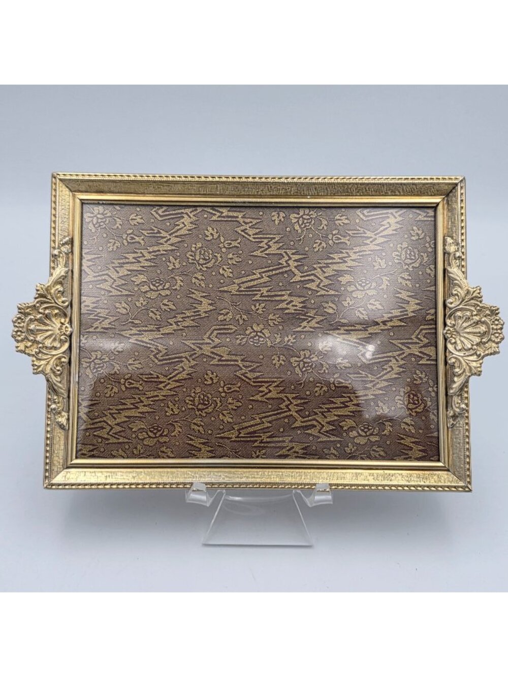 Ornate Gold Tone Metal Picture Frame Decorative End Detail Vintage 4"x6"